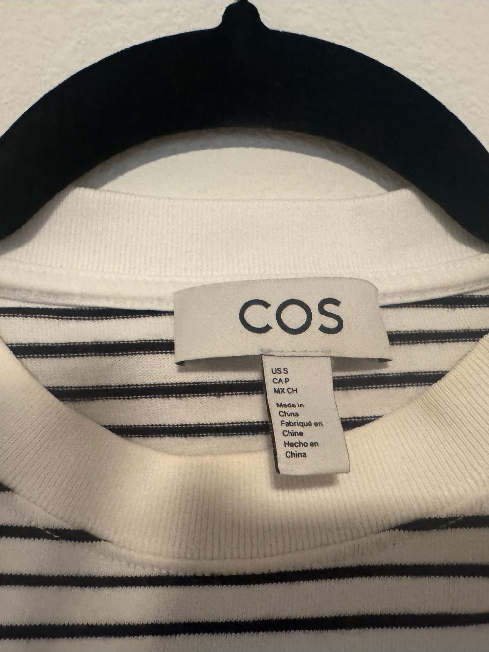 COS White Tee with Thin Black Stripes - Picture 3 of 4